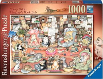 Ravensburger Sestavljanka Crazy Cats: Bingleyjev knjižni klub 1000 kosov