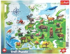 Trefl Puzzle Zemljevid Evrope z živalmi 25 kosov