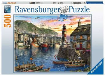 Ravensburger Puzzle Sončni vzhod v pristanišču 500 kosov