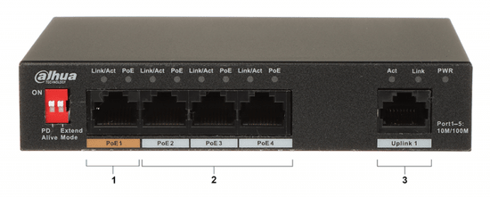 Dahua PFS3005-4ET-60-V2 POE SWITCH 5 PORTNO POE STIKALO