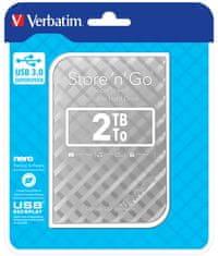 Verbatim Store 'n' Go zunanji trdi disk, 6,35 cm, 2 TB, USB 3.0, srebrn (53198)