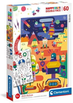 Clementoni Dvostranska sestavljanka: Roboti 60 kosov