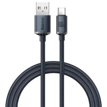 BASEUS Crystal Shine kabel USB / USB-C 5A 100W 1.2m, črna