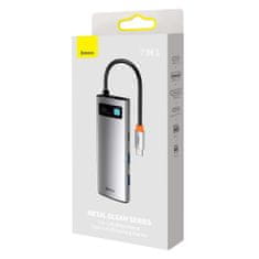 BASEUS Metal Gleam HUB adapter USB-C - 2x USB, HDMI, TF, siva