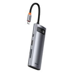 BASEUS Metal Gleam HUB adapter USB-C - 2x USB, HDMI, TF, siva