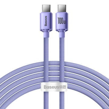 BASEUS Crystal Shine kabel USB-C / USB-C 5A 100W 2m, vijolična