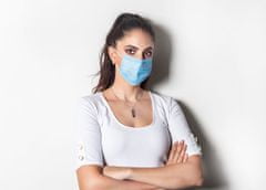 10x Odrasla zaščitna maska higienska – 3 slojna modra v zip vrečki