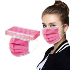 10x Odrasla zaščitna maska higienska – 3 slojna roza v zip vrečki