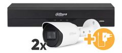 Dahua Video nadzorni sistem komplet paket 8 kanalni HD snemalnik + 2x kamera (3840x2160) - 25fps / vidni kot 105° / nočni domet do 30m / Brezplačna aplikacija za telefon XVR5104HS-4KL-I2 + HFW1800T-A /2