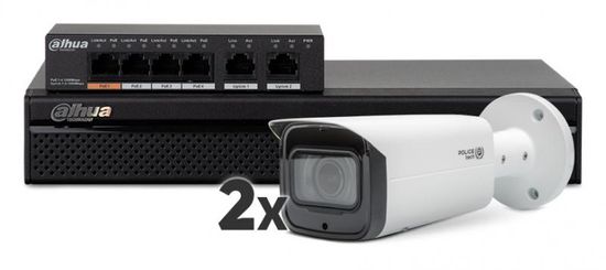 Dahua video nadzorni komplet sistem 16 kanalni snemalnik do 8Mp / Snemanje do 80Mbps / 2x kamera (3840×2160) / Motorizirana leča 113° – 31° NVR4116HS-4KS2 + B8501T-Z-S2 /2