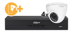 Dahua Video nadzorni komplet 8 kanalni HD snemalnik + 4x kamera (3840x2160) - 25fps / vidni kot 105° / nočni domet do 30m / Brezplačna aplikacija za telefon XVR5104HS-4KL-I2 + HDW1800M /4