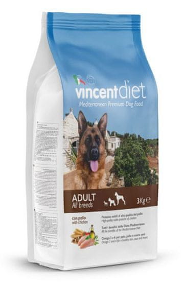 Vincent Diet hrana za odrasle pse, piščanec, 15 kg
