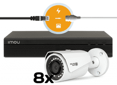 Imou video nadzorni komplet sistem 8 kanalni IP ultra HD snemalnik + 8x bullet kamera 4Mp / vidni kot 102° / nočni domet do 30m / Brezplačna aplikacija za telefonN14P + B4301S-D-S4 /8