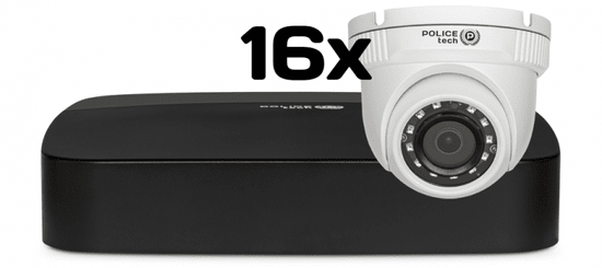 POLICEtech video nadzorni komplet sistem 16 kanalni IP ultra HD snemalnik + 16x dome kamera 4Mp / vidni kot 102° / nočni domet do 30m / Brezplačna aplikacija za telefon NVR1601-I + D4301S-D-S4 /16