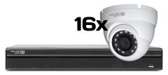 POLICEtech Video nadzorni sistem komplet paket 24 kanalni HD snemalnik + 16x kamera (3840x2160) - 25fps / vidni kot 105° / nočni domet do 30m / Brezplačna aplikacija za telefon XVR1601-8M-X + Q4-D8301M /16