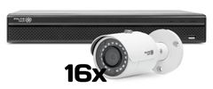 POLICEtech Video nadzorni sistem komplet paket 24 kanalni HD snemalnik + 16x kamera (3840x2160) - 25fps / vidni kot 105° / nočni domet do 30m / Brezplačna aplikacija za telefon XVR1601-8M-X + Q4-B8301S /16