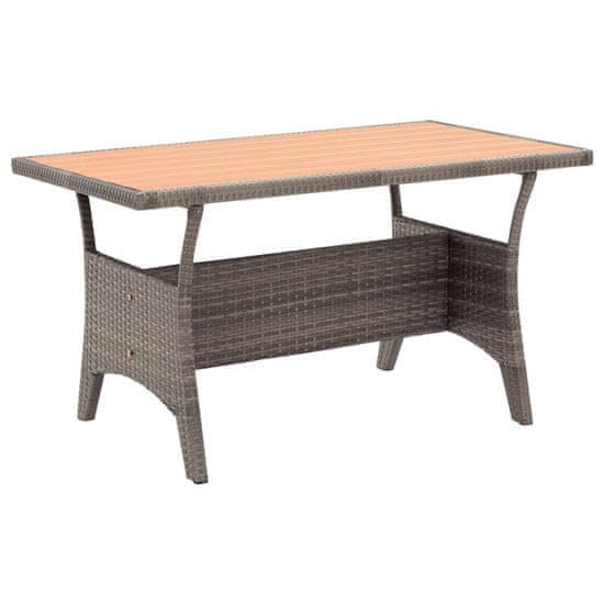 Vidaxl Vrtna miza siva 120x70x66 cm poli ratan