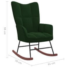 Vidaxl Gugalni stol s stolčkom temno zelen žamet