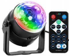 megamiska Disko RGB LED svetilka s senzorjem zvoka in daljinskim upravljalnikom