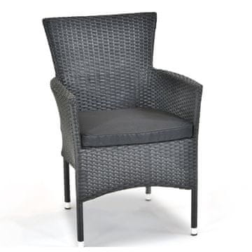 IWHOME Vrtni Stol BARCELONA Antracit s Podložkom - Stohljiv in Trajen