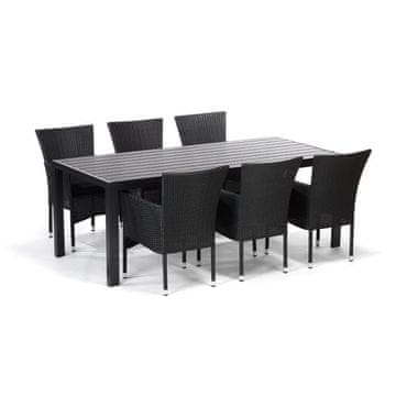 IWHOME Sodobni jedilni set VIGO XL v antracitu s 6 stoli BARCELONA