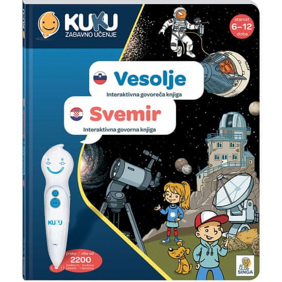 KUKU Vesolje interaktivna knjiga Kuku zabavno učenje, brez pisala