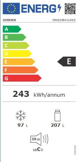 Gorenje NRK619EAXL4WD kombinirani hladilnik z zamrzovalnikom