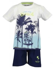 Blue Seven Dino Surf Dude komplet majice in kratkih hlač, fantovski, 92, bel (826010 X)