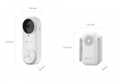 EZVIZ Video domofon DB2 2K 3.0MP kit s kamero in zvoncem, brezžična, vgrajen akumulator