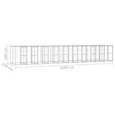 Vidaxl Zunanji pasji boks pocinkano jeklo s streho 24,2 m2