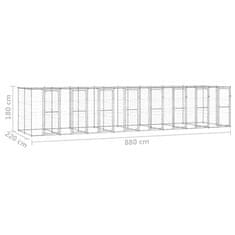 Vidaxl Zunanji pasji boks pocinkano jeklo s streho 19,36 m2
