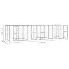 Vidaxl Zunanji pasji boks pocinkano jeklo s streho 16,94 m2