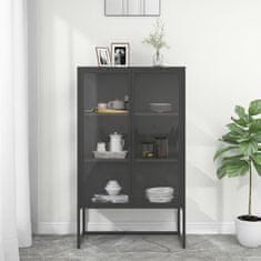 Vidaxl Visoka omarica antracitna 80x35x135 cm jeklo in kaljeno steklo