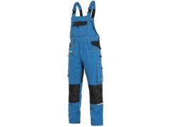 Hlače z oprsnikom CXS STRETCH, 170-176cm, moške, svetlo modro-črne 
