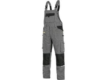 Delovne hlače z oprsnikom, CXS STRETCH, skrajšan model, raztegljive, sivo-črne