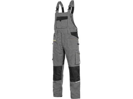 CXS Delovne hlače z oprsnikom, CXS STRETCH, moške, raztegljive, sivo-črne