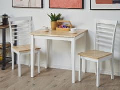 Beliani Jedilni set, miza in 2 stola, svetel les z belo barvo BATERIJA