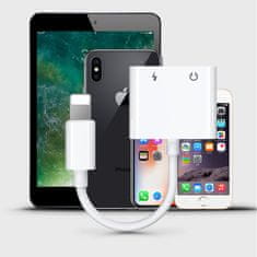 Joyroom Adapter, razdelilnik za slušalke iPhone Lightning - 2x Lightning bel