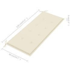 Vidaxl Klop Batavia s krem blazino 120 cm trdna tikovina