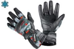 Cappa Racing Motoristične rokavice MONACO usnje/tekstil dolge črne/sive/rdeče XL