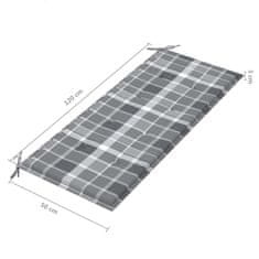 Vidaxl Vrtna klop s sivo karo blazino 240 cm trdna tikovina