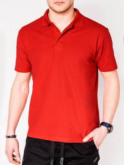 OMBRE Moška basic polo majica Sheer rdeča