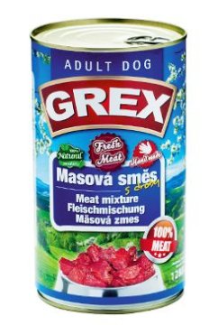 GREX mesna mešanica za pse v pločevinkah 1280g