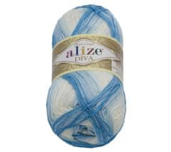 Alize Preja DIVA BATIK - 100g / 350 m - bela, svetlo modra