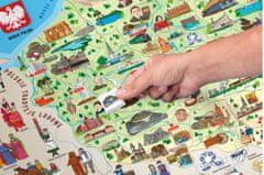 Woody magnetni zemljevid Poljske s slikami in družabna igra 3v1