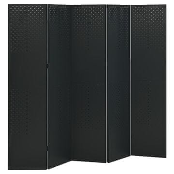 Vidaxl Paravan 5-delni črn 200x180 cm jeklo