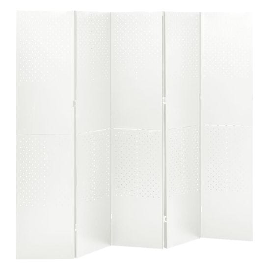 Vidaxl Paravan 5-delni bel 200x180 cm jeklo