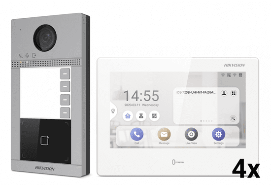 Hikvision Video domofon 4 štiri-stanovanjski paket 8413S/9310WTE s nadometno zunanjo enoto
