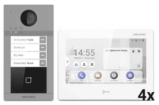 Hikvision Video domofon kot štiri-stanovanjski komplet 8413F/9310WTE BARVNI VIDEO DOMOFON