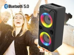 Manta SPK816 prenosni zvočnik, karaoke zvočni sistem, vgrajena baterija, Bluetooth 5.0, Disco LED lučke, črn (MAN-SPK816)